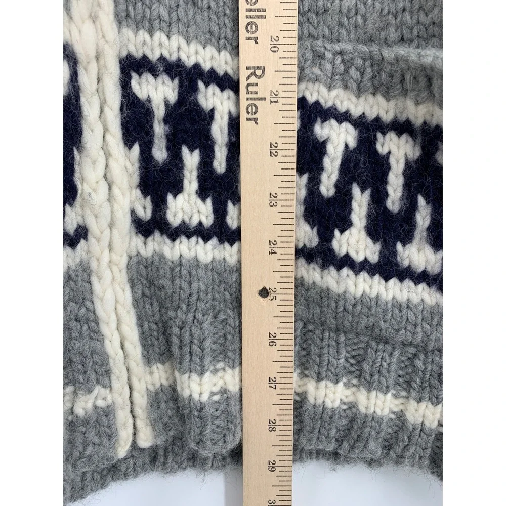 Vintage Gap Sweater Mens Large Hand Knit Zip Cardigan Snowflake Wool Thick Heavy
